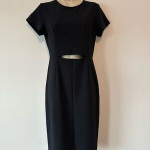 Babaton Black Midi Dress with Cut-Out